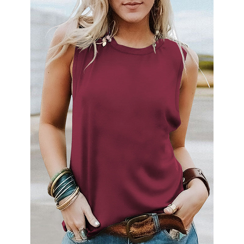 Tank Tops Crew Neck Sleeveless T-shirts