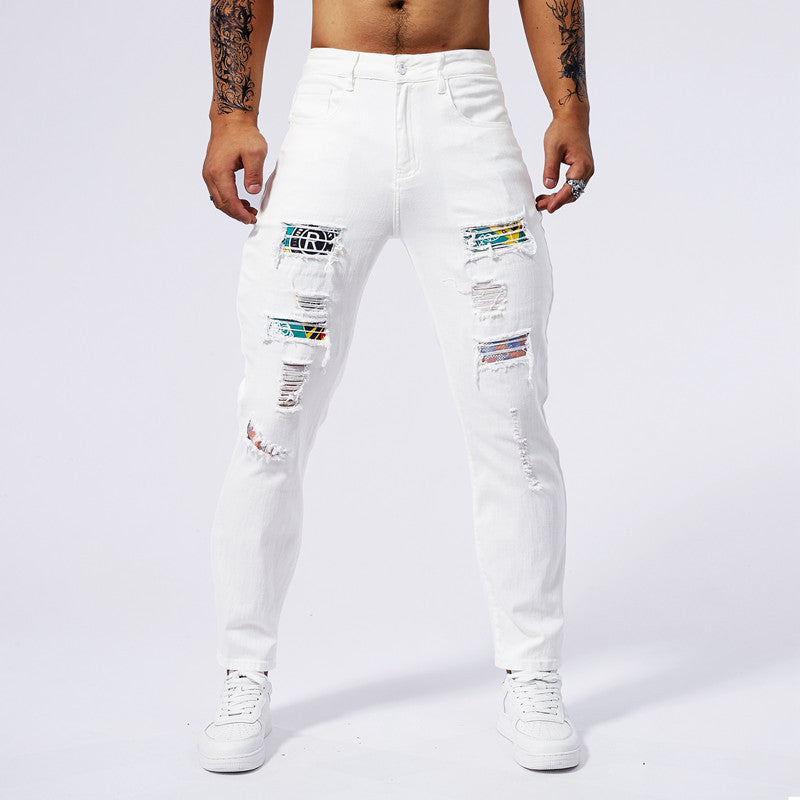 Men's Hole Patch Washed Jeans