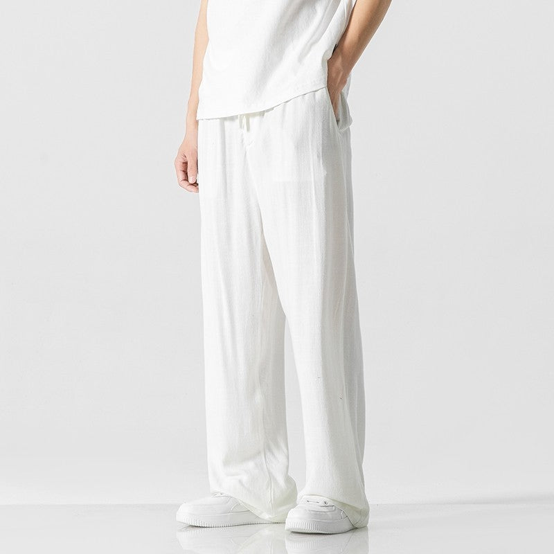 Linen Pants Loose Straight Trousers