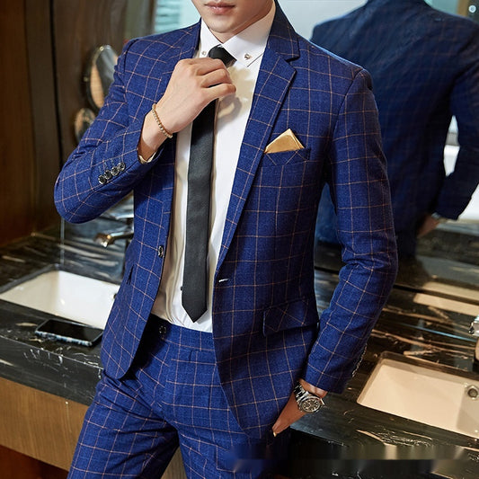 Korean-style Business Suit Slim-fit Plaid Casual Wear