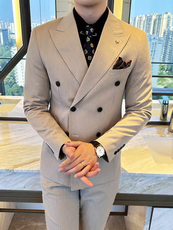 Double Breasted Business Slim Two-piece Suit