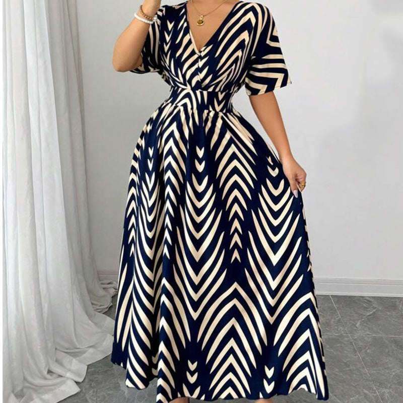 Waist-controlled Twill Dress Short Sleeve