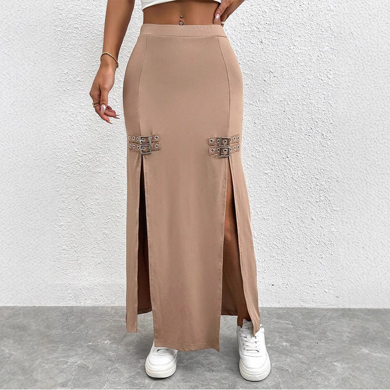 Street Slim-fit Sheath High Slit Skirt