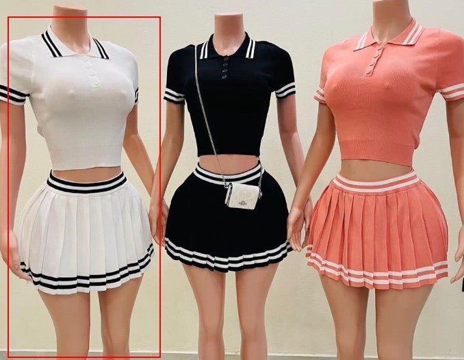 Trendy Tops Pleated Skirt Two-piece Set