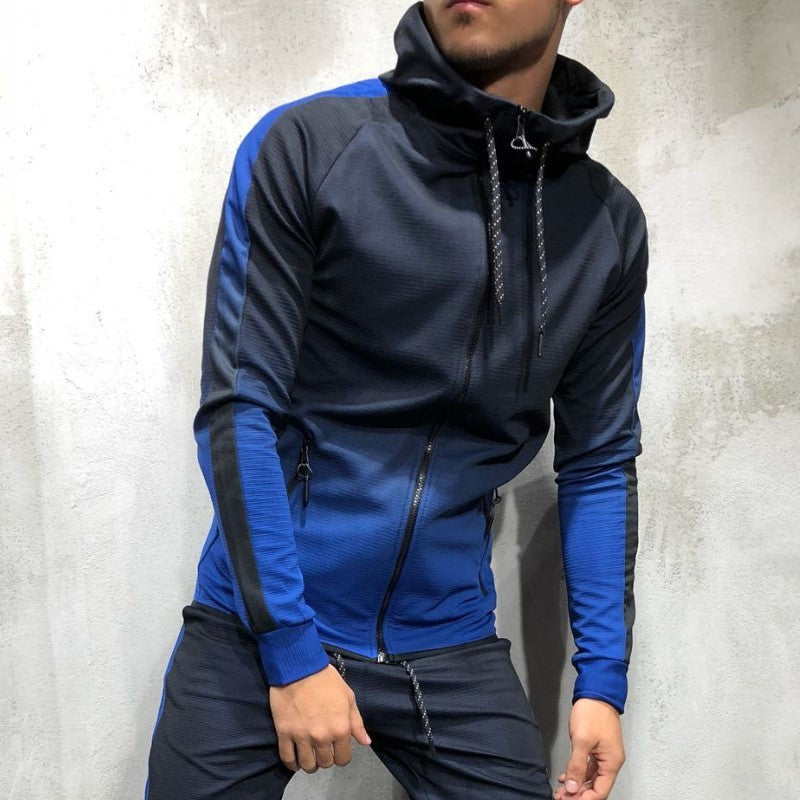 Moomphya Gradient color zipper cardigan men hoodies