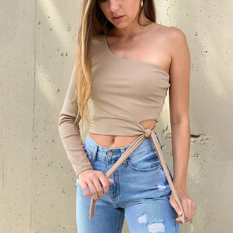 Oblique shoulder strap short sleeve