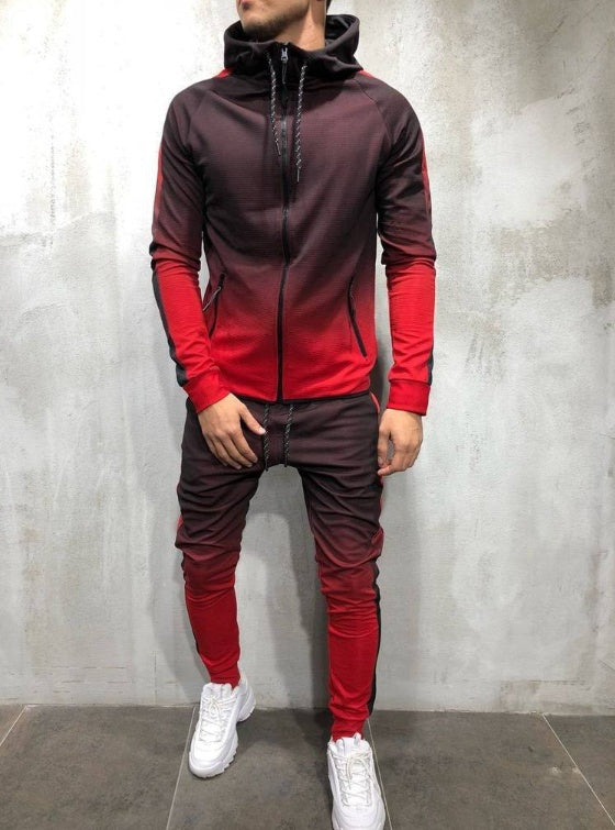 Moomphya Gradient color zipper cardigan men hoodies