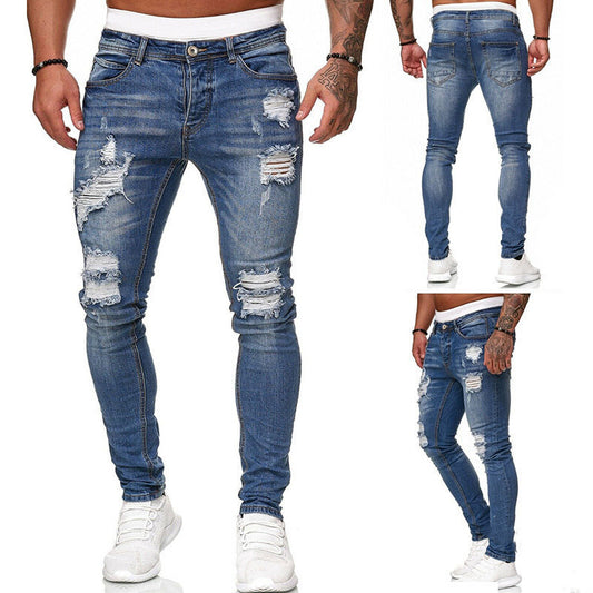 Fashion Street Style Ripped Skinny Jeans Men
