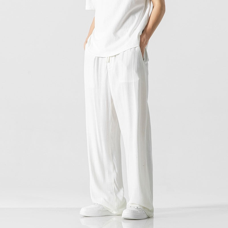 Linen Pants Loose Straight Trousers