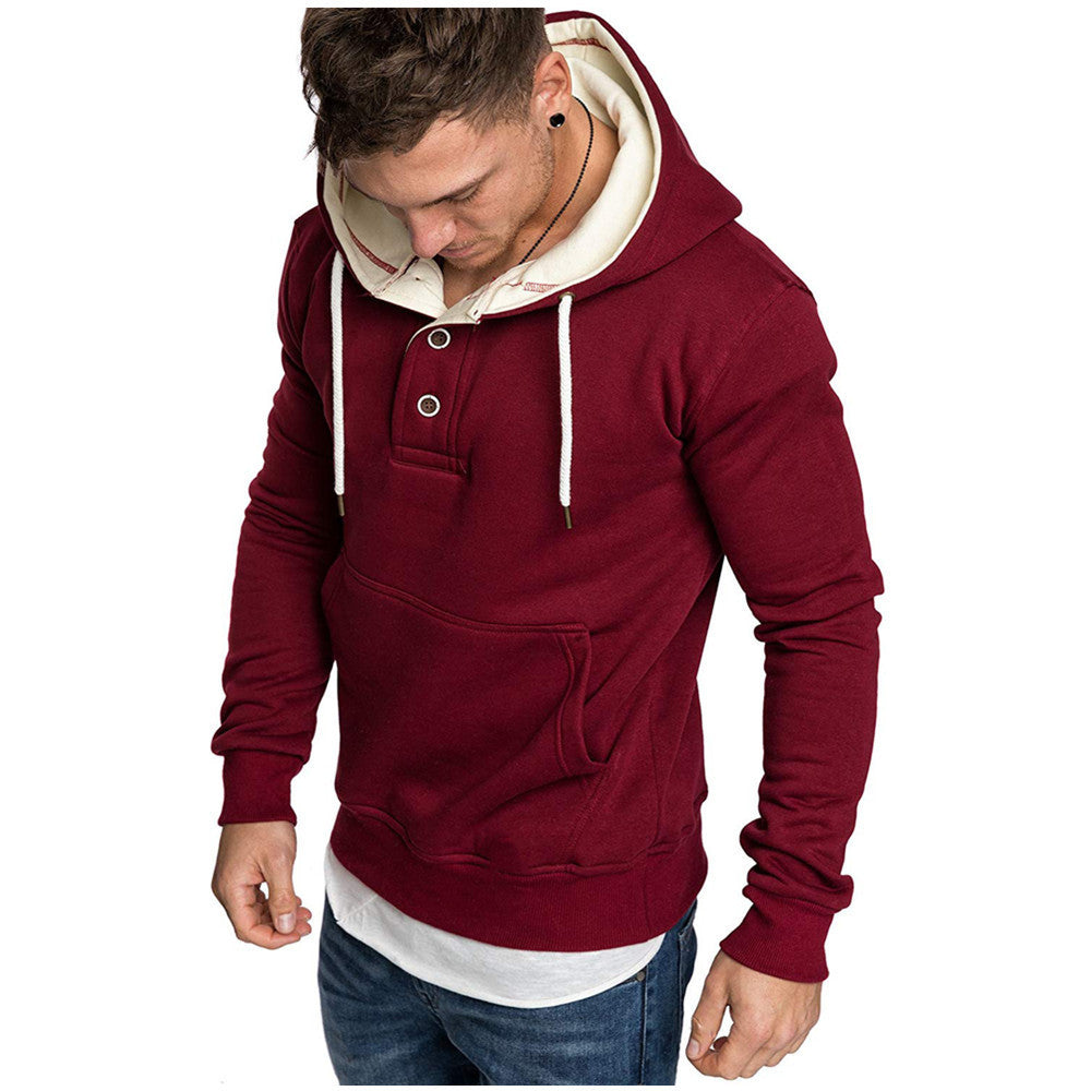 Men's Button-trimmed hooded fleece sweatshirt