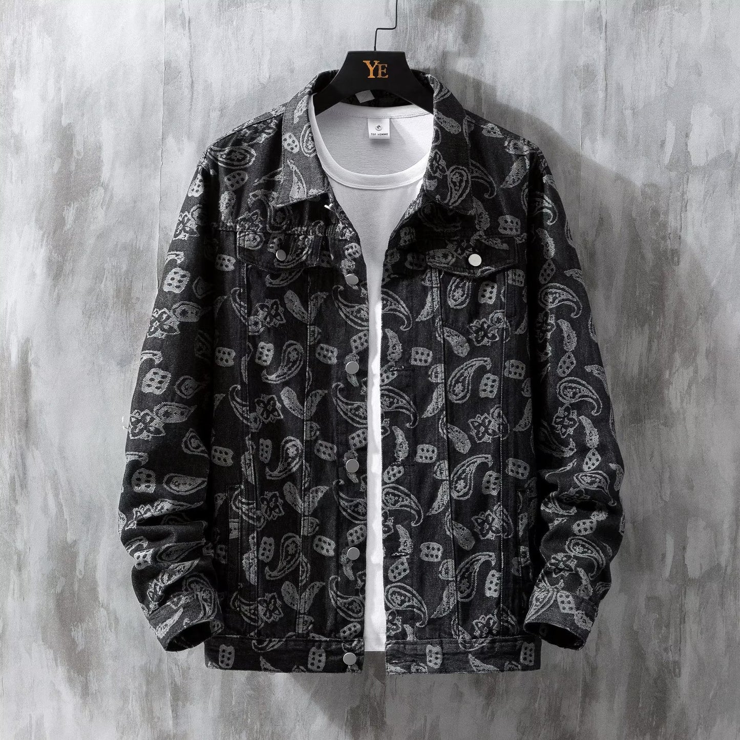 Jacquard Fashion All-matching Trend Men's Coat