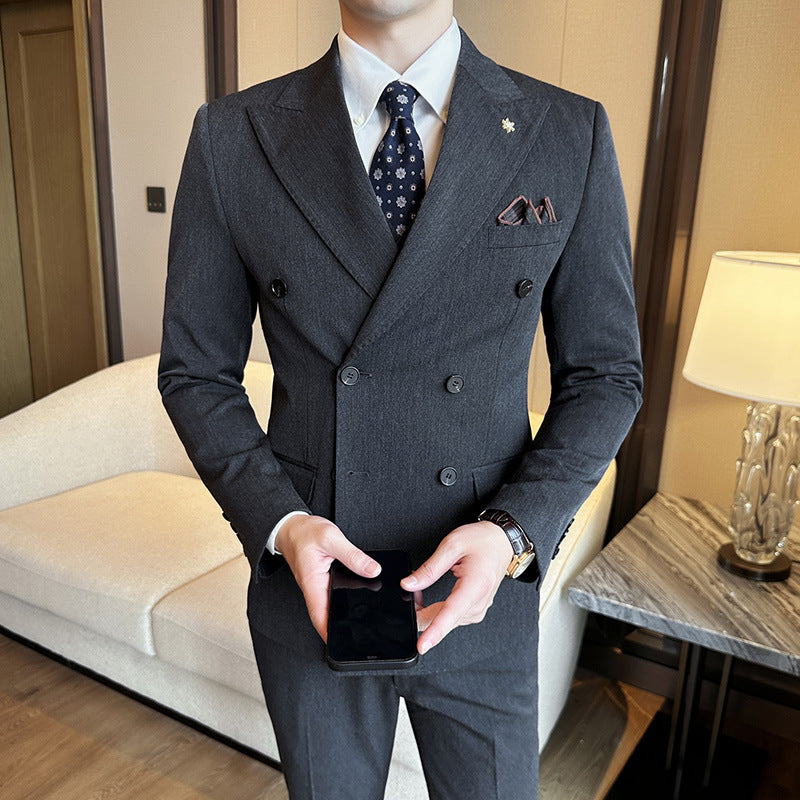 Double Breasted Business Slim Two-piece Suit
