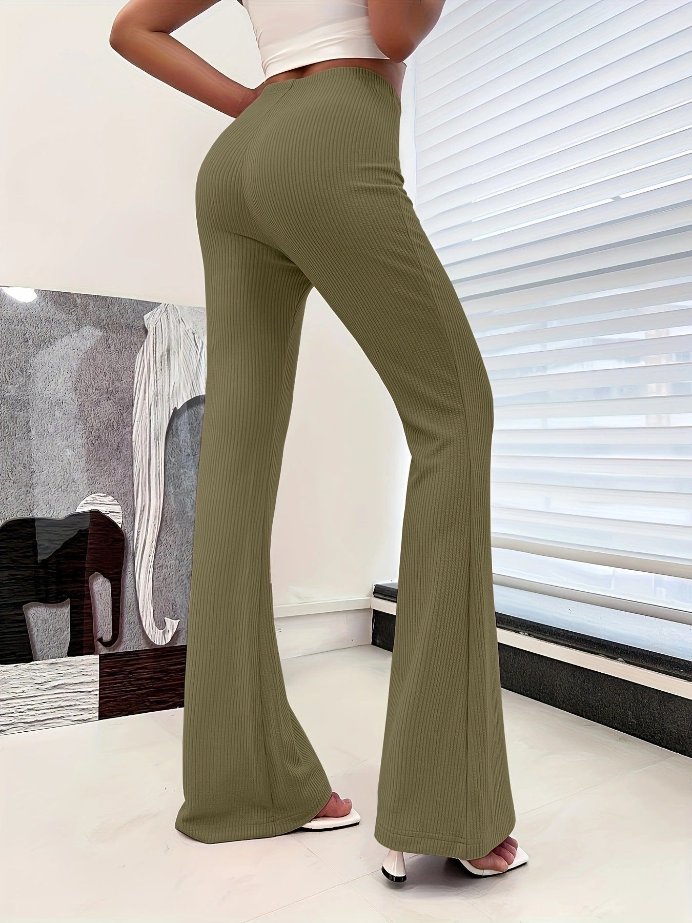 Slightly Flared Straight Slim Fit Hip Raise Pants