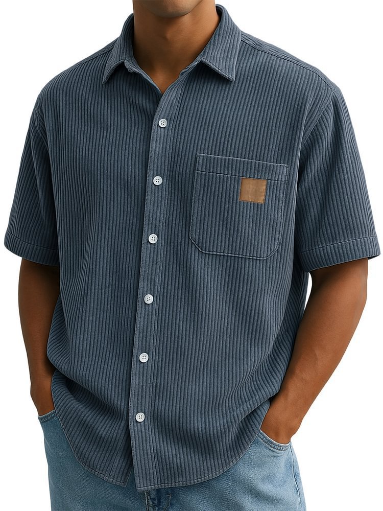 Versatile Leisure Leather Short Sleeve Shirt