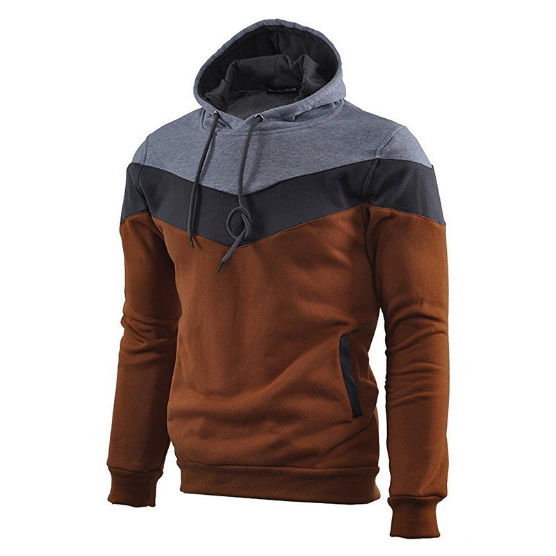 Men Stitching Sports Long-sleeved Hoodie