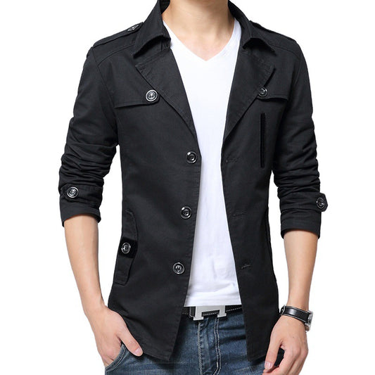 Men's Trench Coat Mid-length Lapel Jacket
