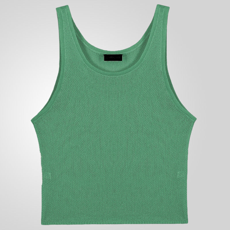 Loose Knitted New Men's Sleeveless Knitwear Top