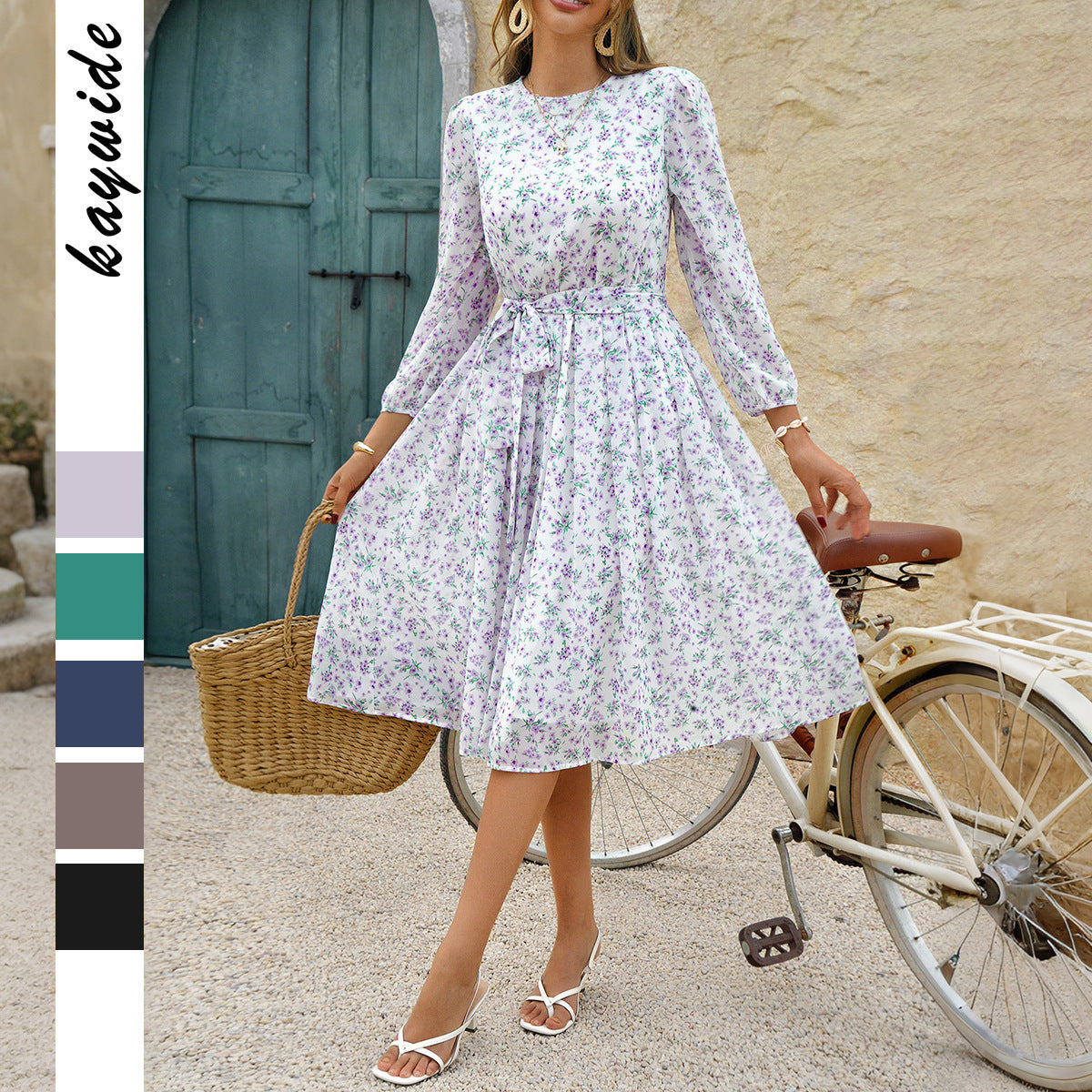 Polka Dot Long Sleeve Maxi Dress