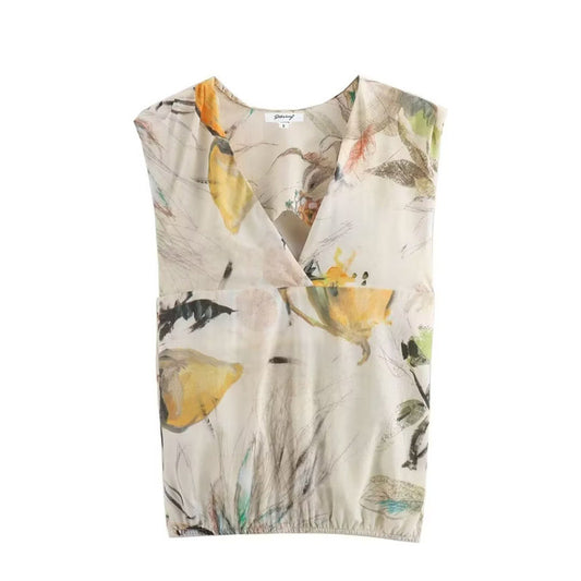 Cotton One-piece Pleated Top