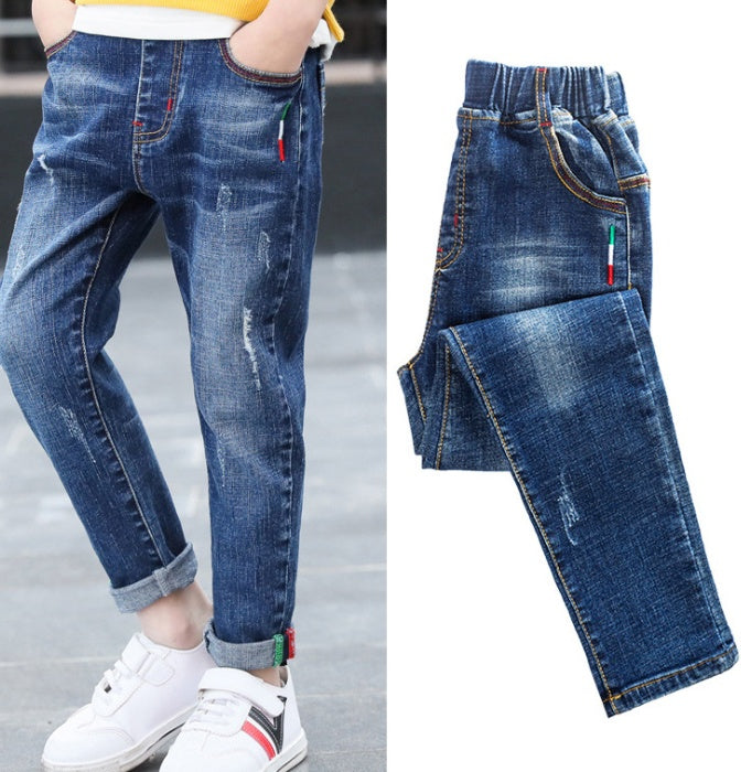 Boys' denim trousers, new style, big children's trousers