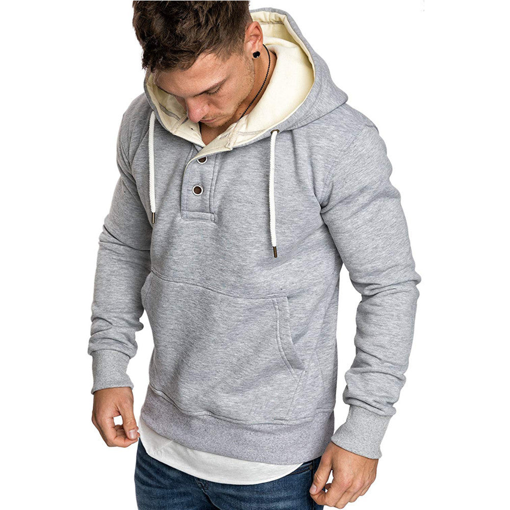 Men's Button-trimmed hooded fleece sweatshirt