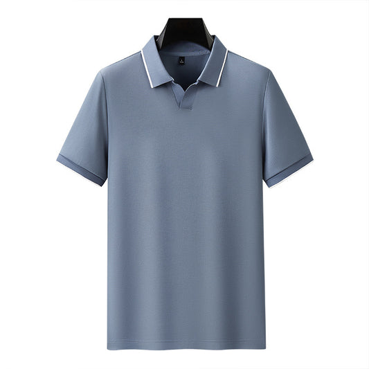 Cotton Lapel Short Sleeve Polo T-Shirt