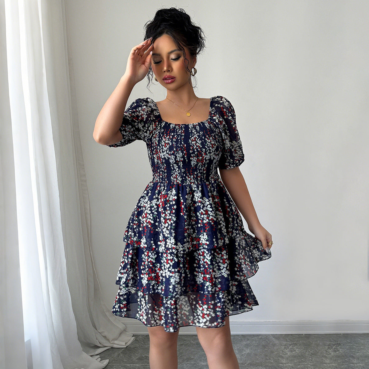 European Elegant Floral Dress