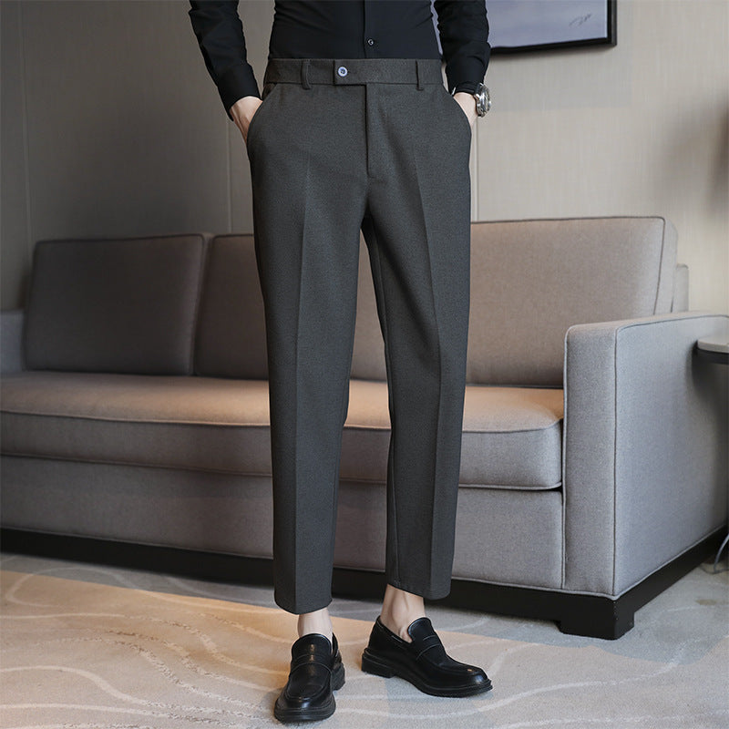 Straight Elastic Slim Fit Brown Pants