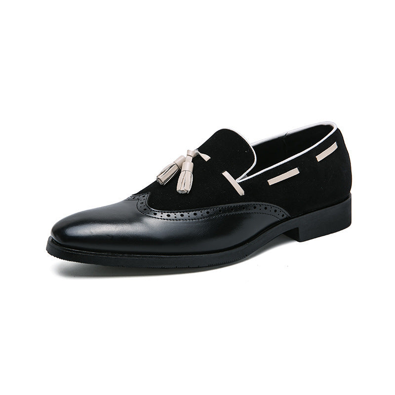 Fringed Leather Shoes Gradient Loafers