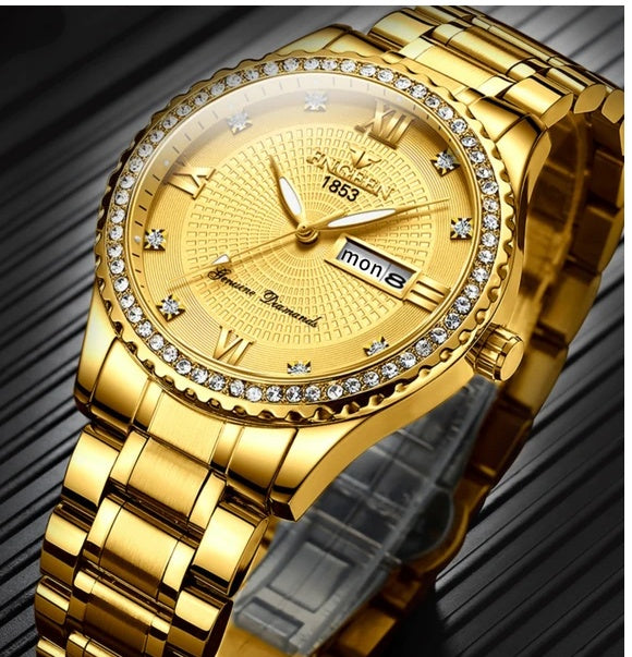 Waterproof Gold Classic Stainless Steel Quartz