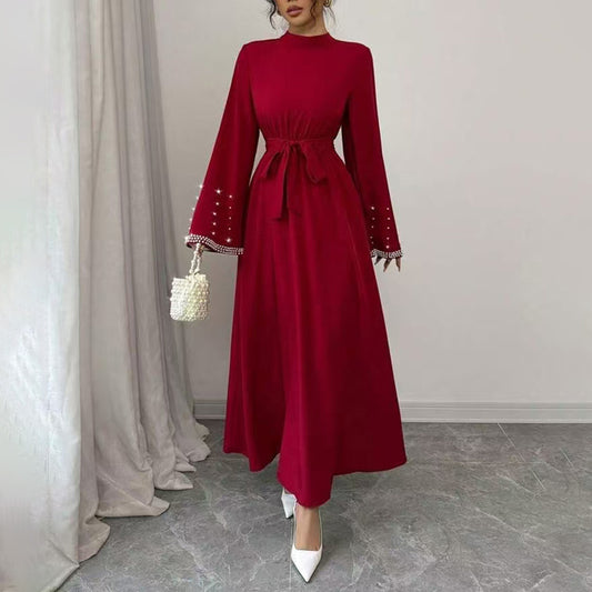 Elegant Long Sleeve Maxi-Flowy Evening Dress