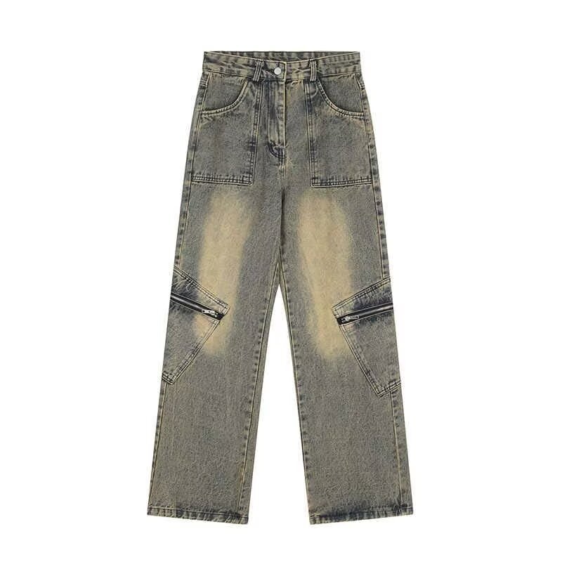 High Street Yellow Mud Dyed Denim Trousers