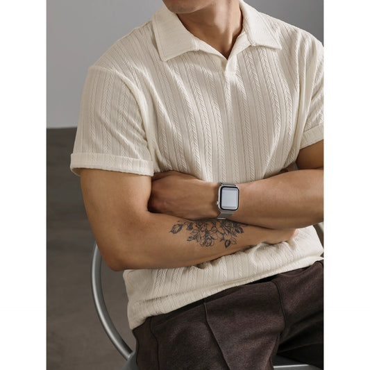 Men's Wheat Woven Texture Slim Fit T-Shirt