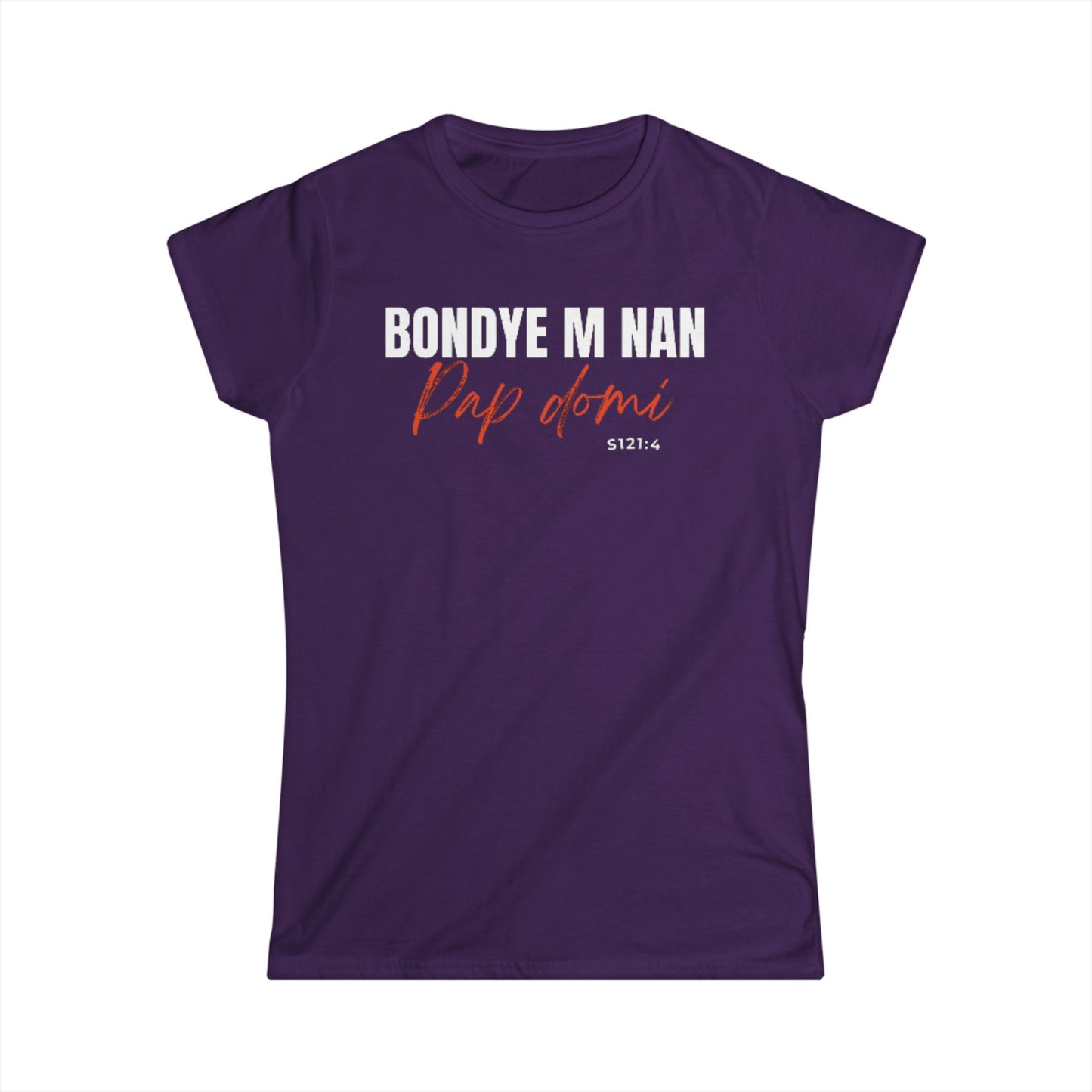 (White Letters) Bondye m nan pap Domi// Women Softstyle tee