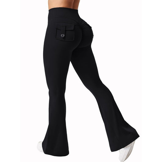 Fitness Peach Hip Pocket Flared Pants