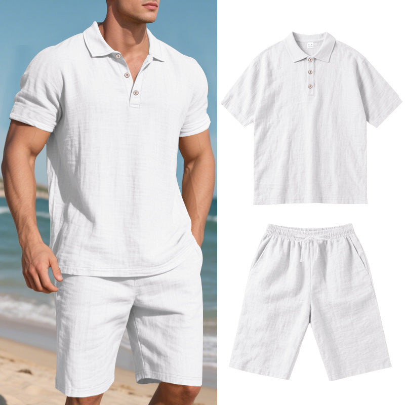 Men's Loose Linen Breathable Shorts Suit