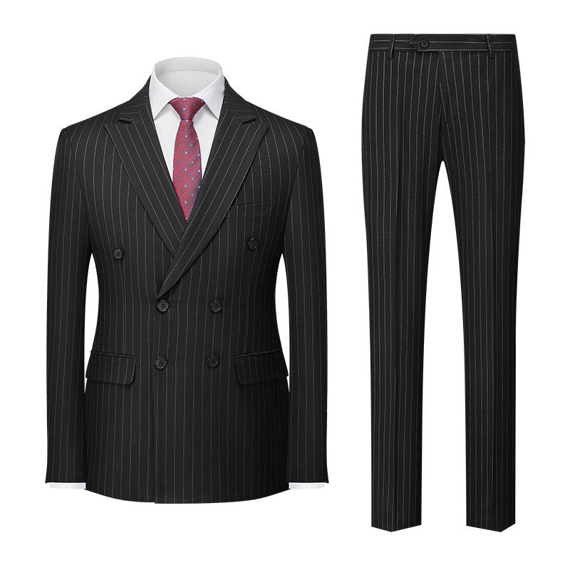 Men's Striped Double-row Two-button Suit
