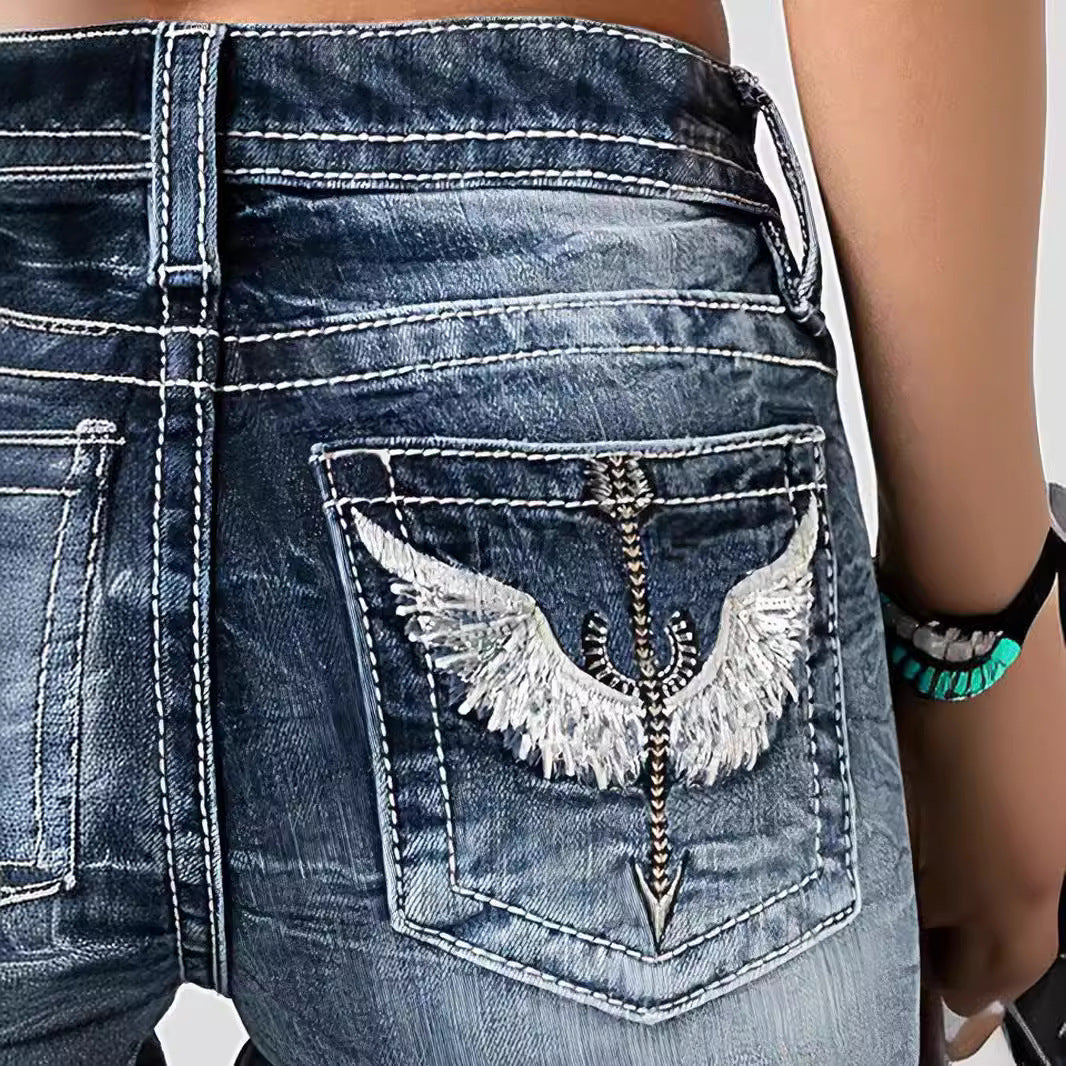 Ladies Heavy Stretch Denim Trousers