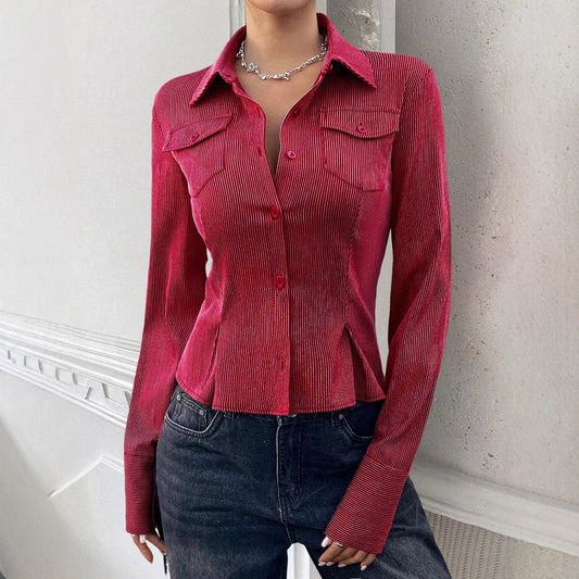 Hot Girl Striped Open Shirt