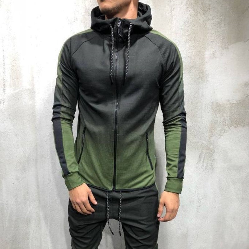 Moomphya Gradient color zipper cardigan men hoodies