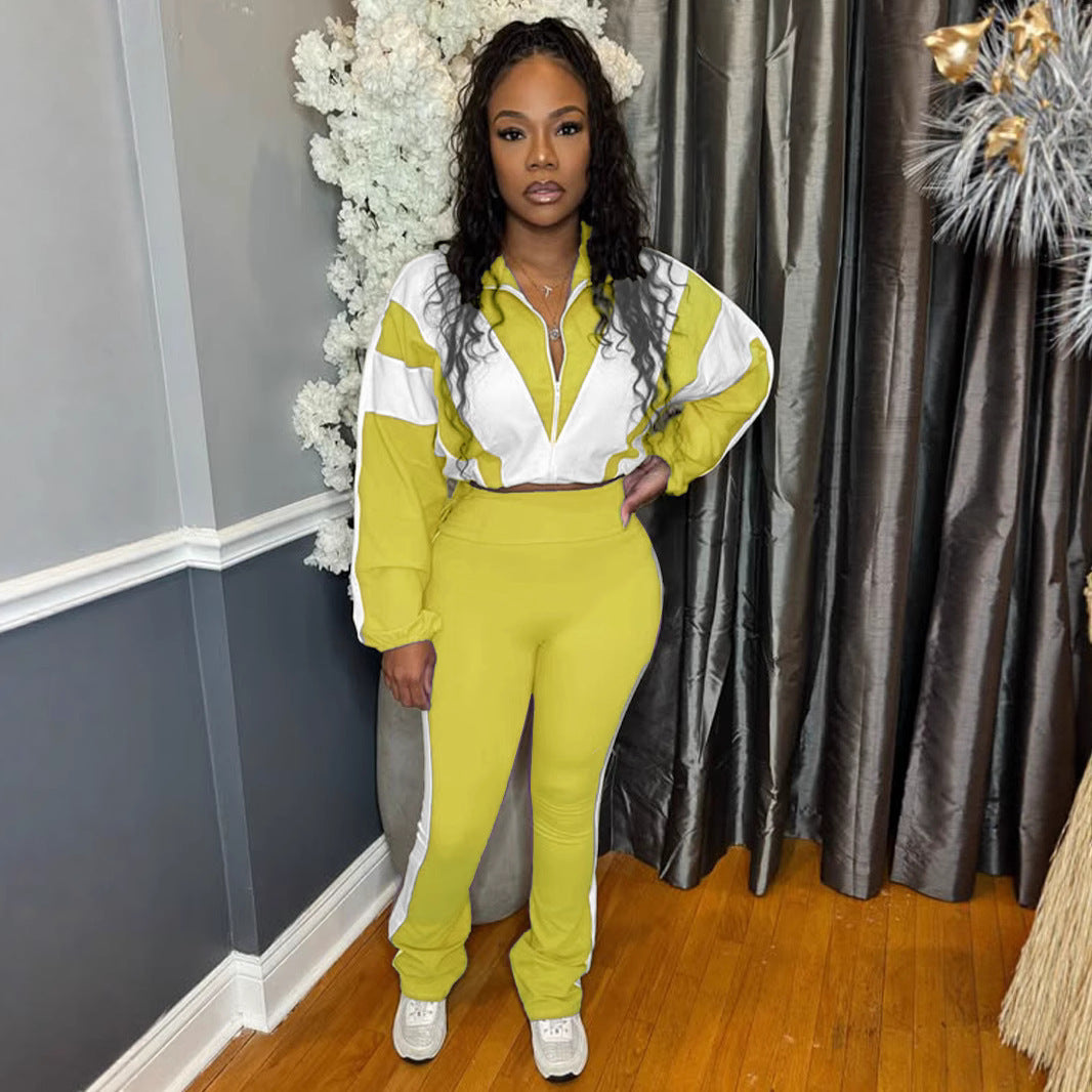 Buckle Waist Stitching Two-piece Suit