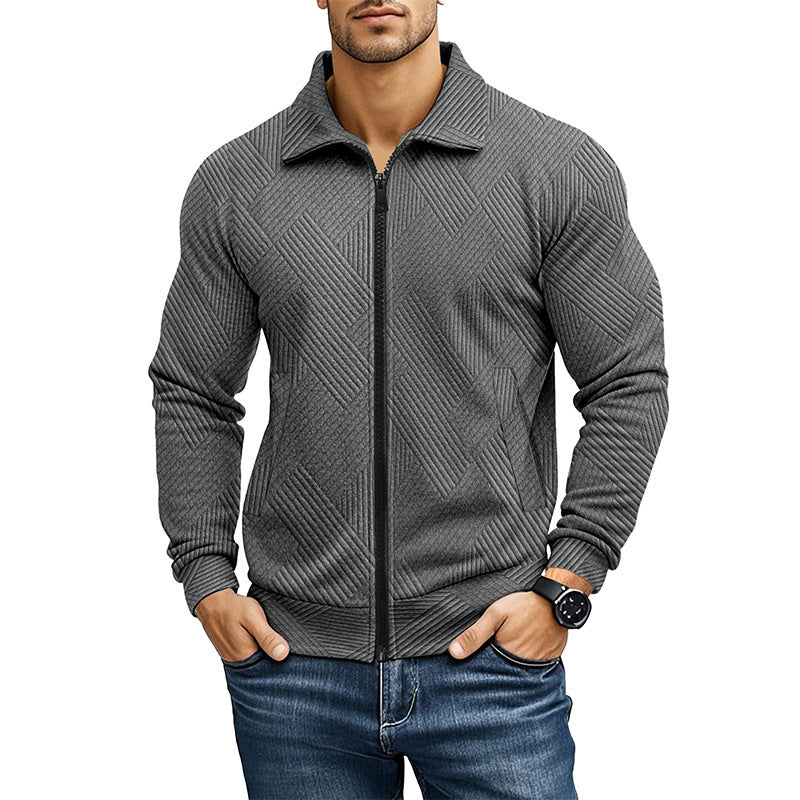 Men's Jacket Waffle Turn-down Collar Coat