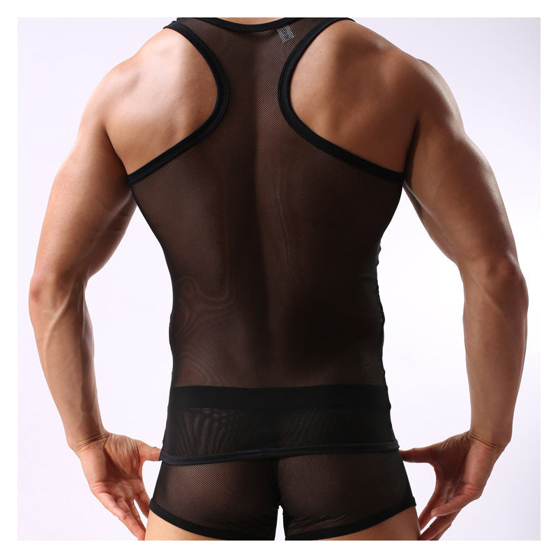 Fitness Transparent Mesh Men's Underwear Set