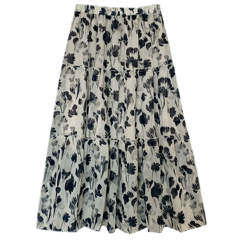Elegant Romantic Flower In Straight Chiffon Skirt