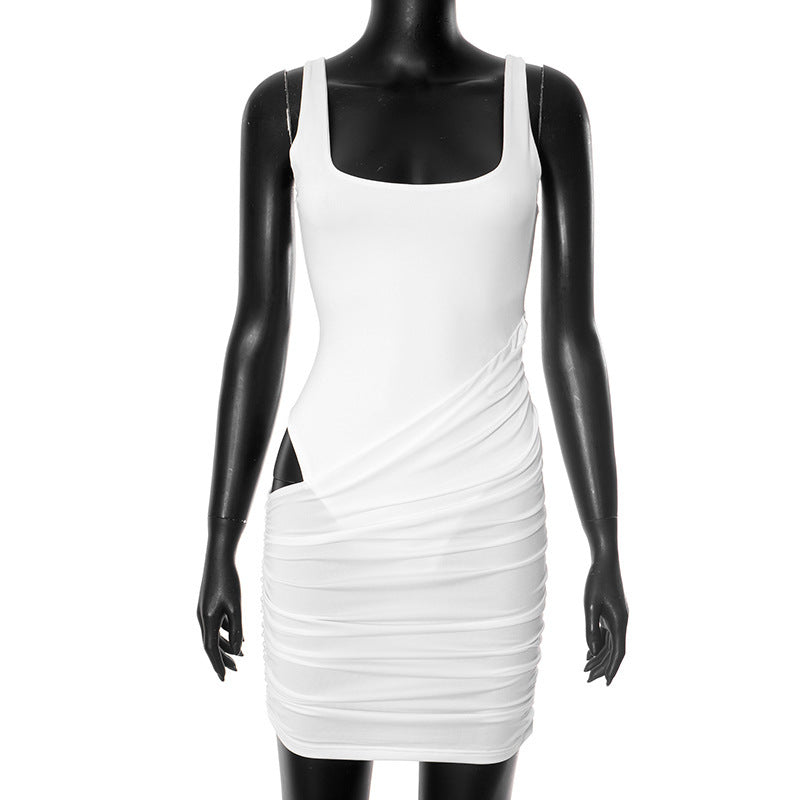 U Collar Sleeveless Sexy Sheath Dress