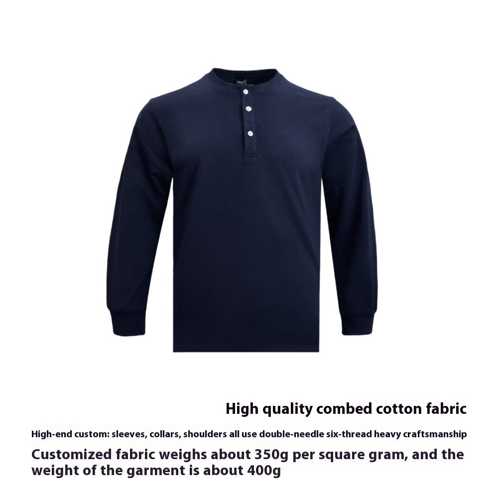 Henley Shirt Slim Cotton T-shirt