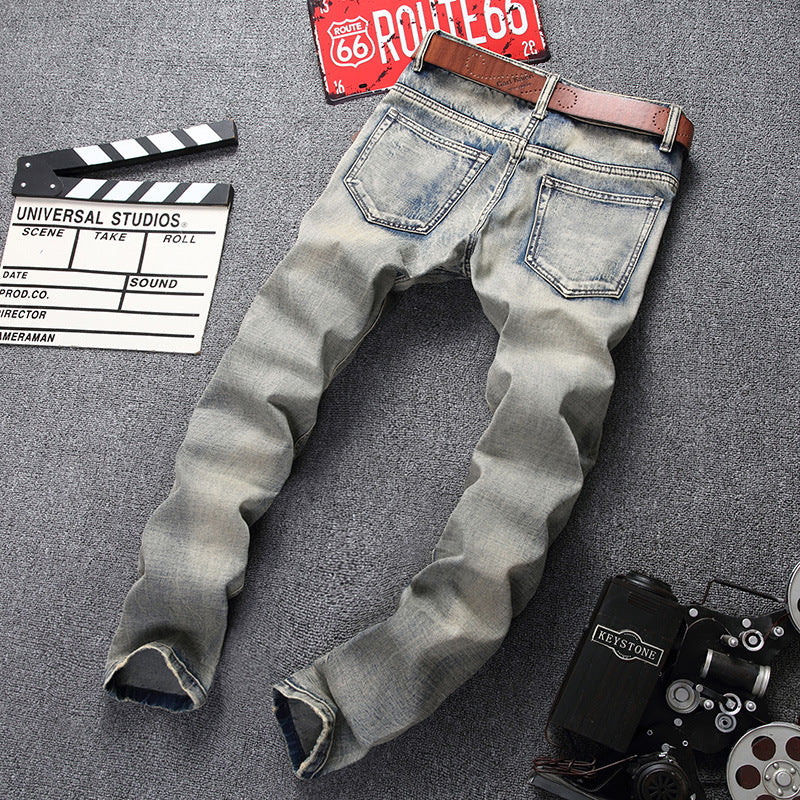 Men's Ripped Jeans Straight Slim Fit