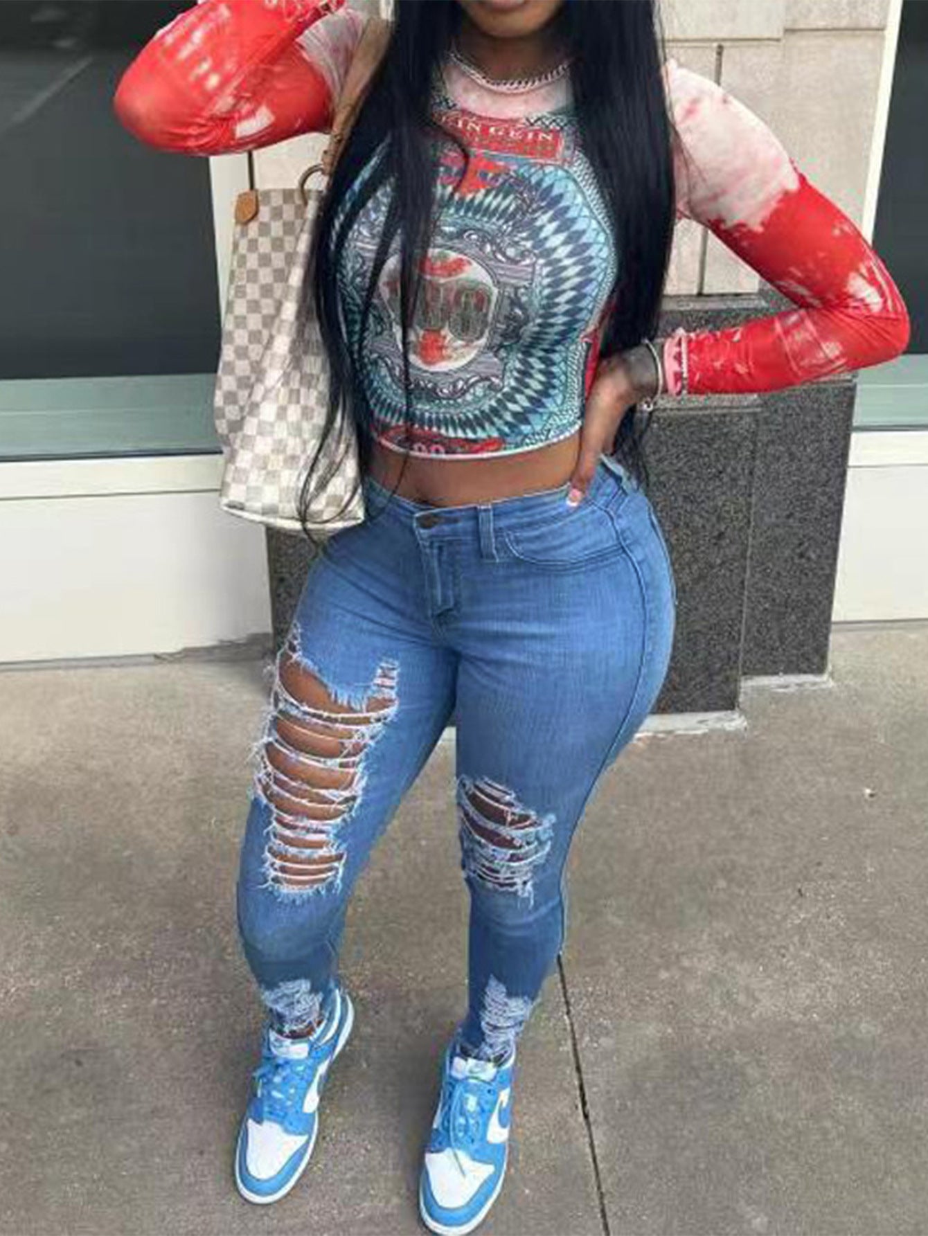 Ripped Denim Skinny Jeans