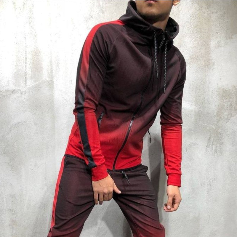 Moomphya Gradient color zipper cardigan men hoodies