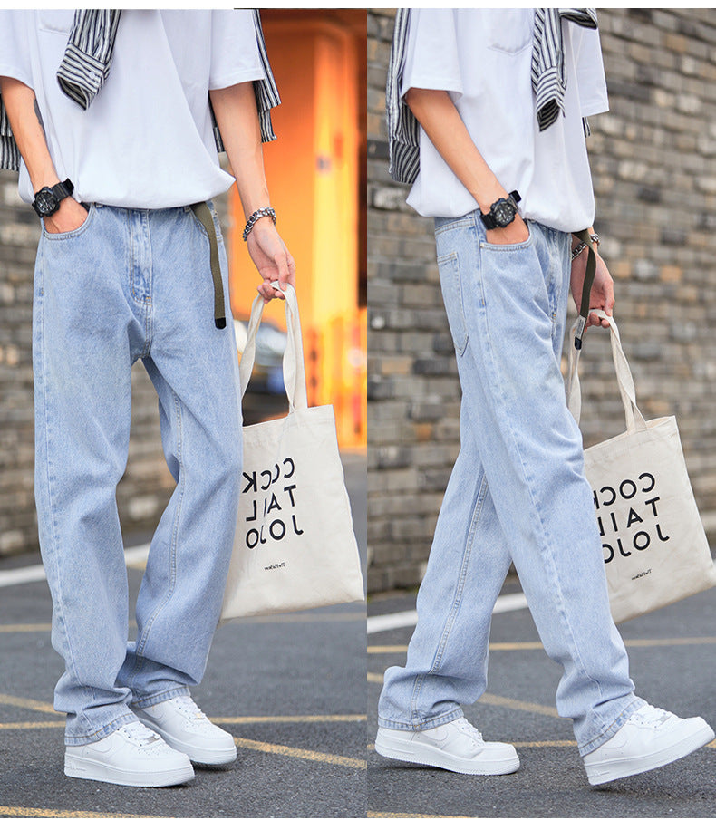 Simple Style Casual All-match Light-colored Jeans